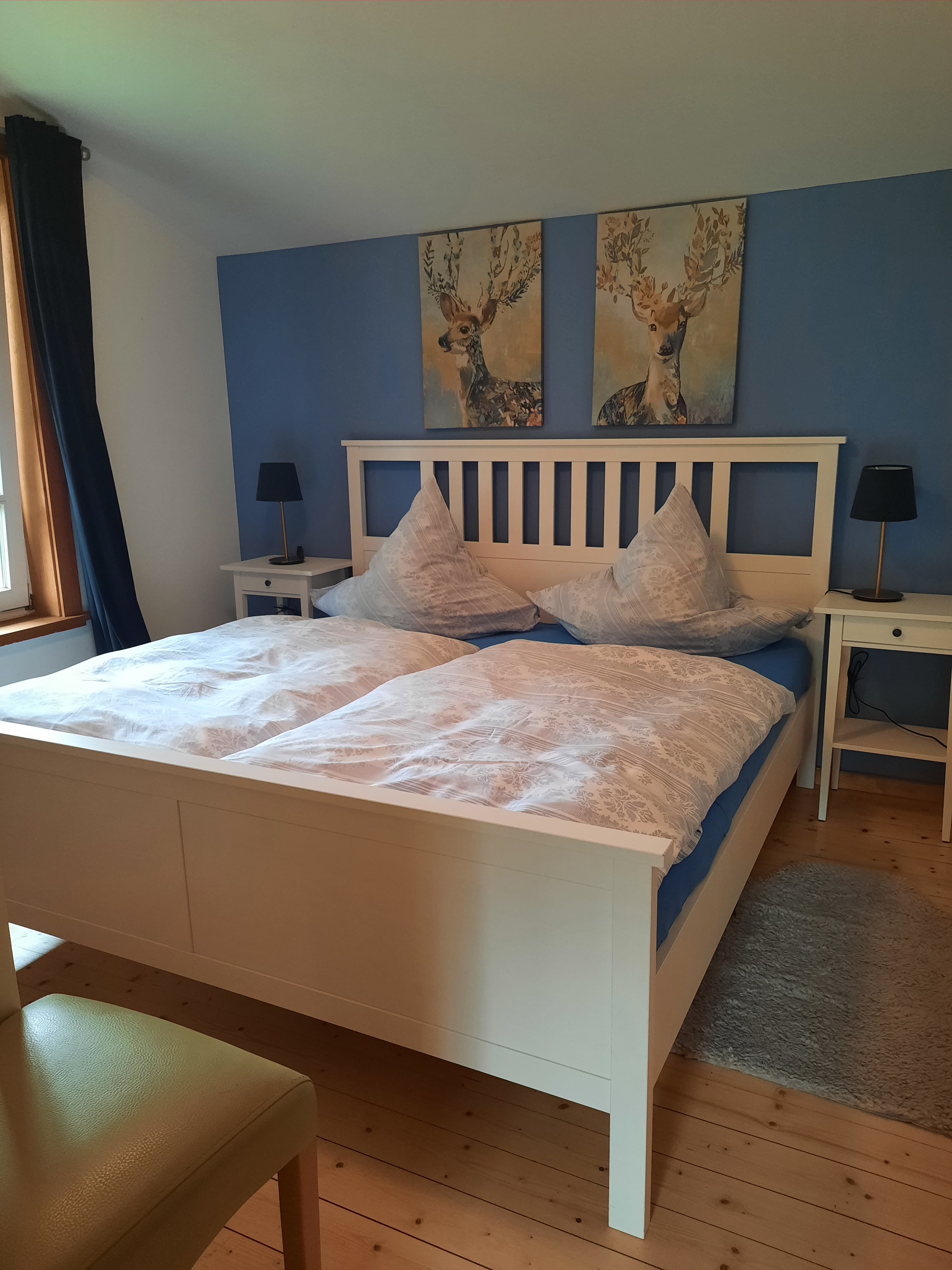 Schlafzimmer im Blockhaus auf dem Ferienhof Meyer Unterlüß