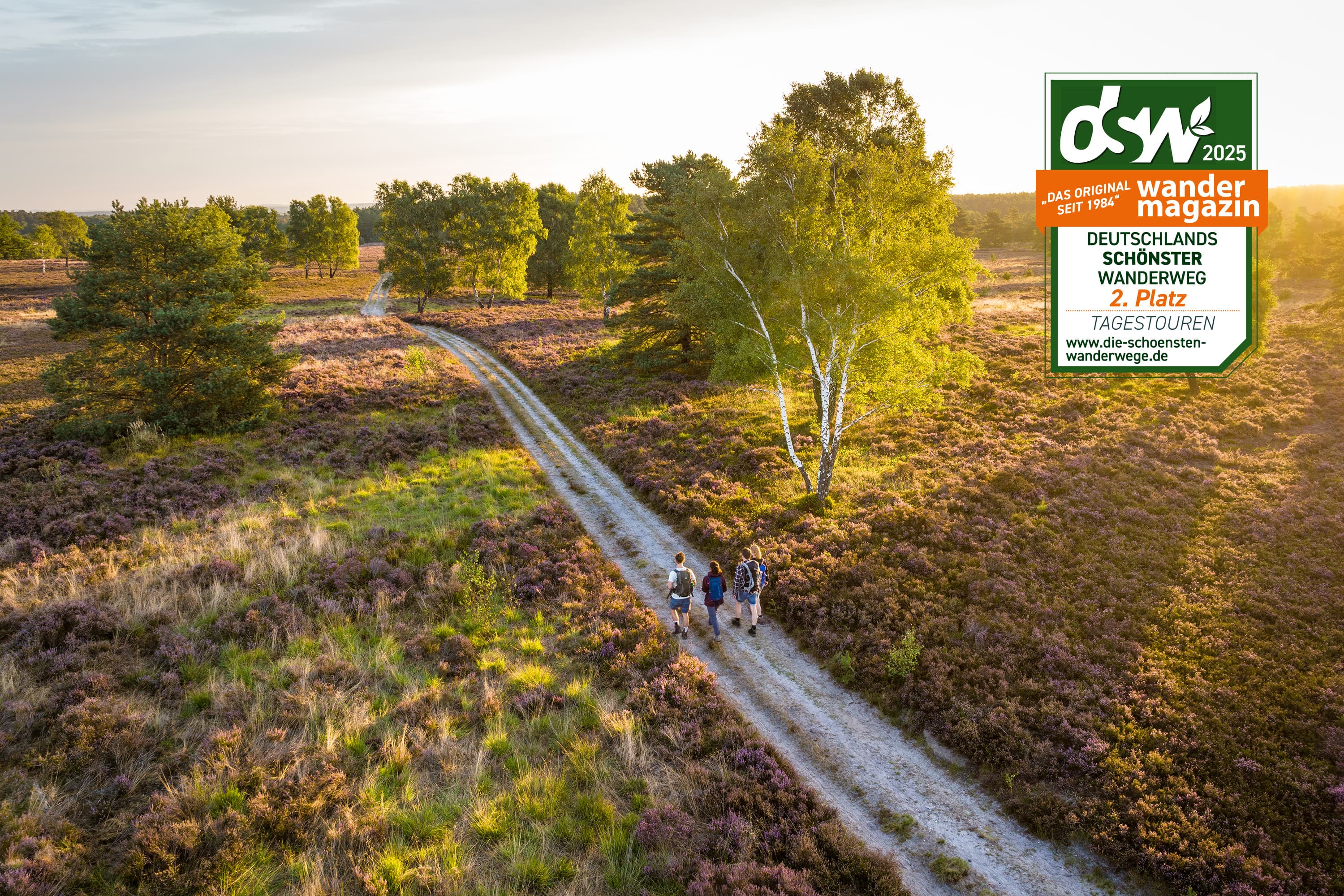 Luftaufnahme zur Heideblüte von der Heideschleife Büsenbachtal