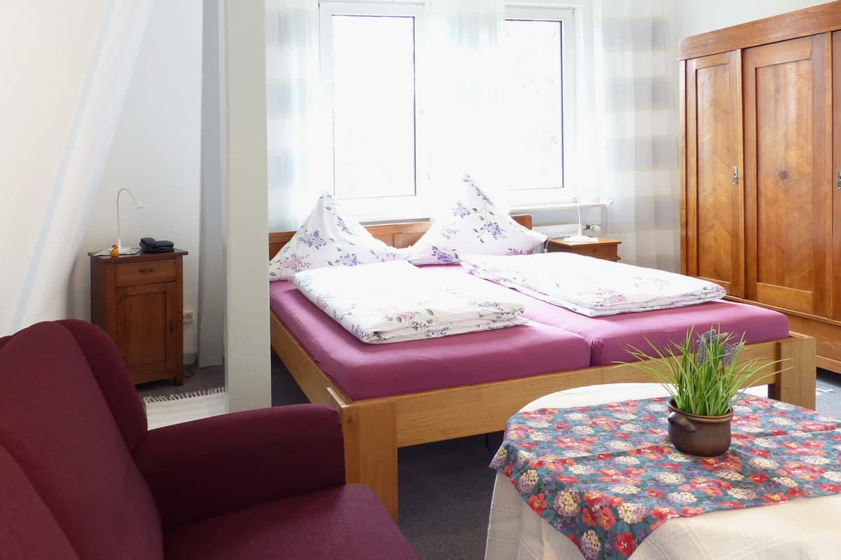 Schlafzimmer des Doppelzimmers Rapunzel in Stübeckshorn